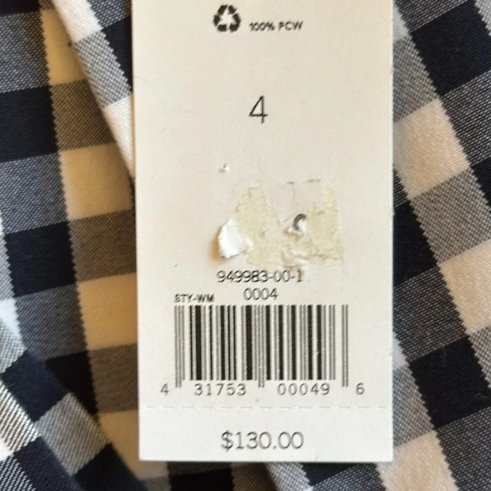 New Banana Republic Blazer Jacket Navy/White Checked Cotton Stretch Lined Size 4 - Picture 16 of 16